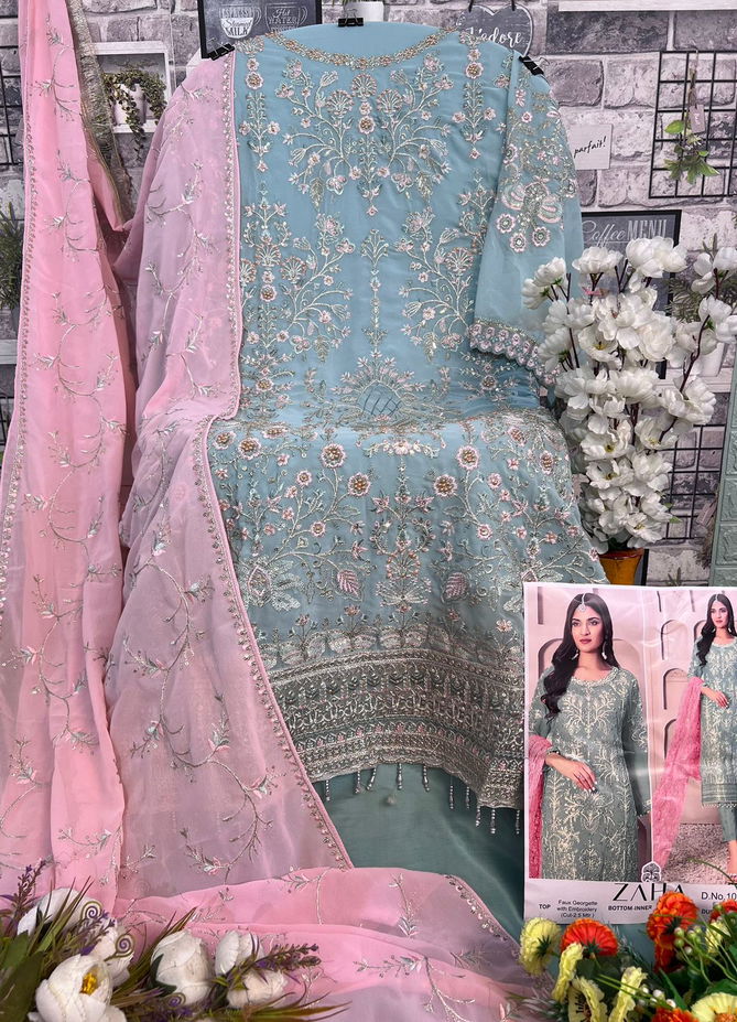 Zarina Vol 3 By Zaha Embroidery Georgette Pakistani Suits WHolesale Market In Surat